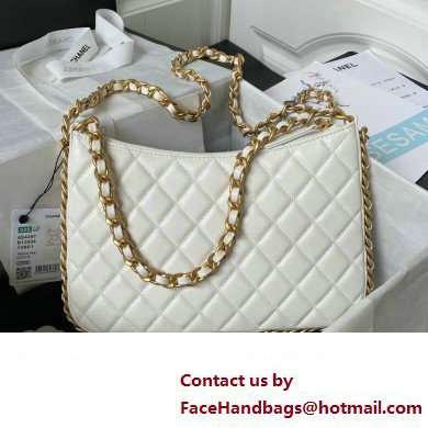 Chanel Shiny Crumpled Lambskin  &  Gold-Tone Metal Large Hobo Bag AS4287 White 2023